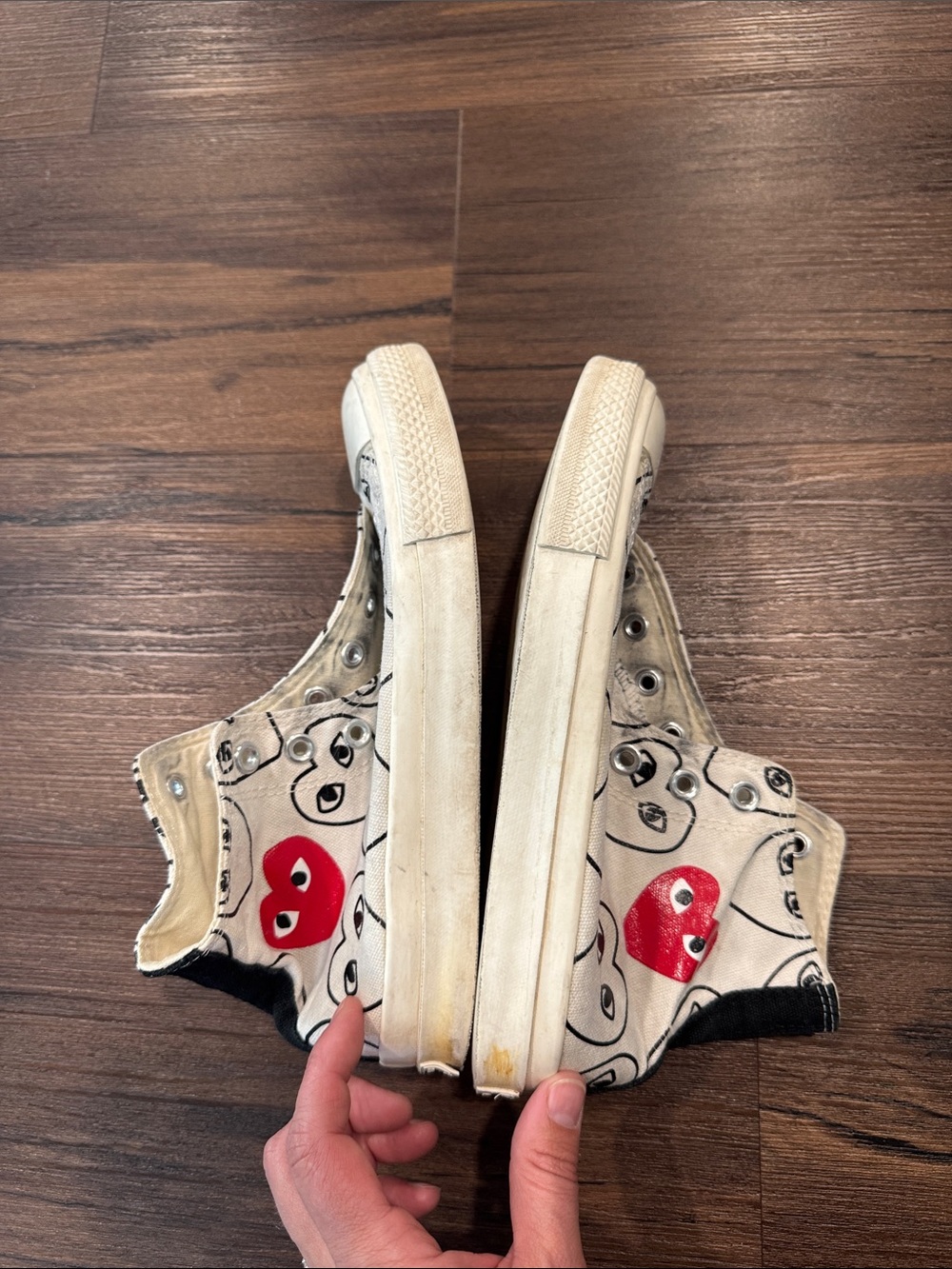 COMME des GARÇONS PLAY x Converse Chuck 70 Heart Print Sneakers Size 5.5 - Picture 8 of 13